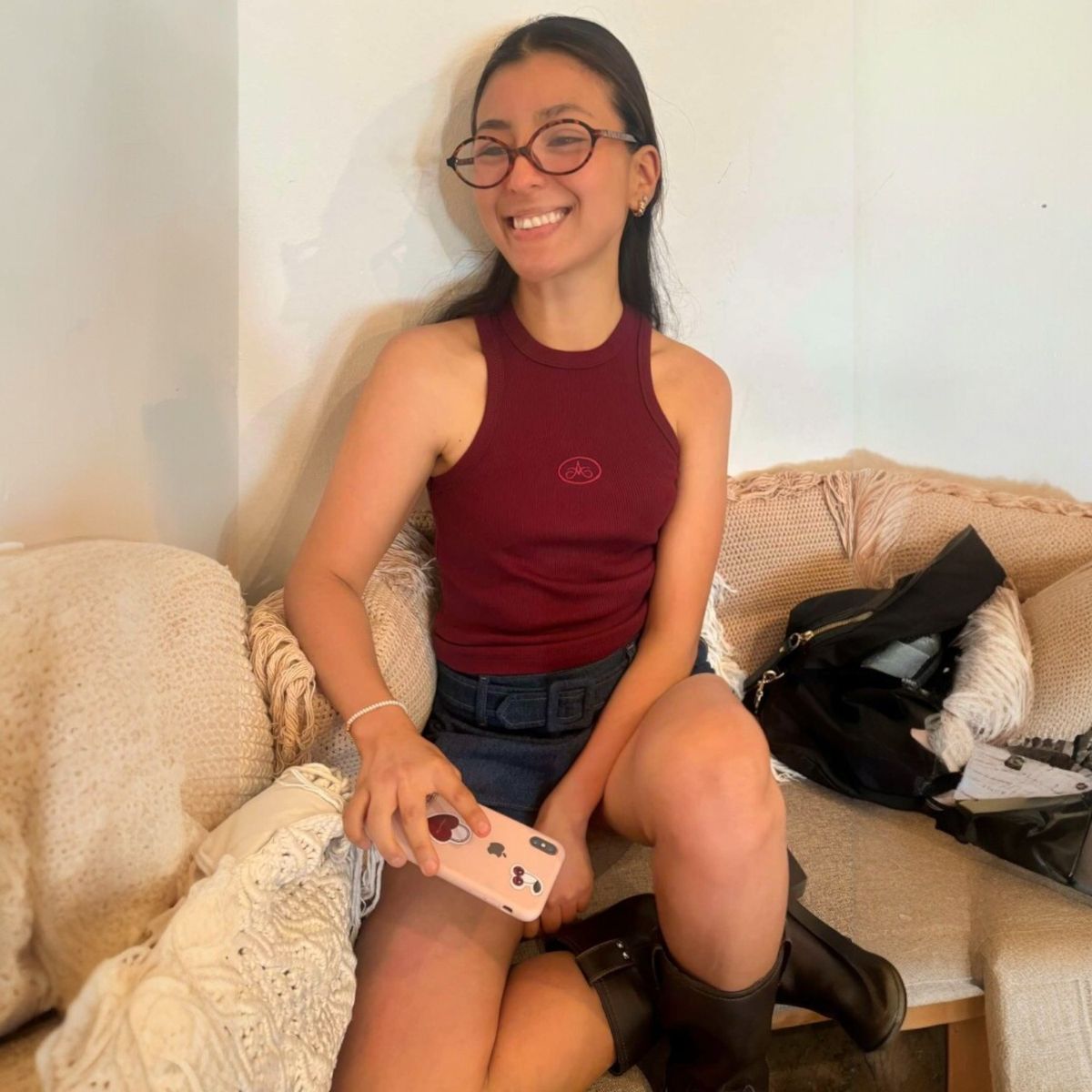 ANDROGYNE - Top rib Mujer Guinda