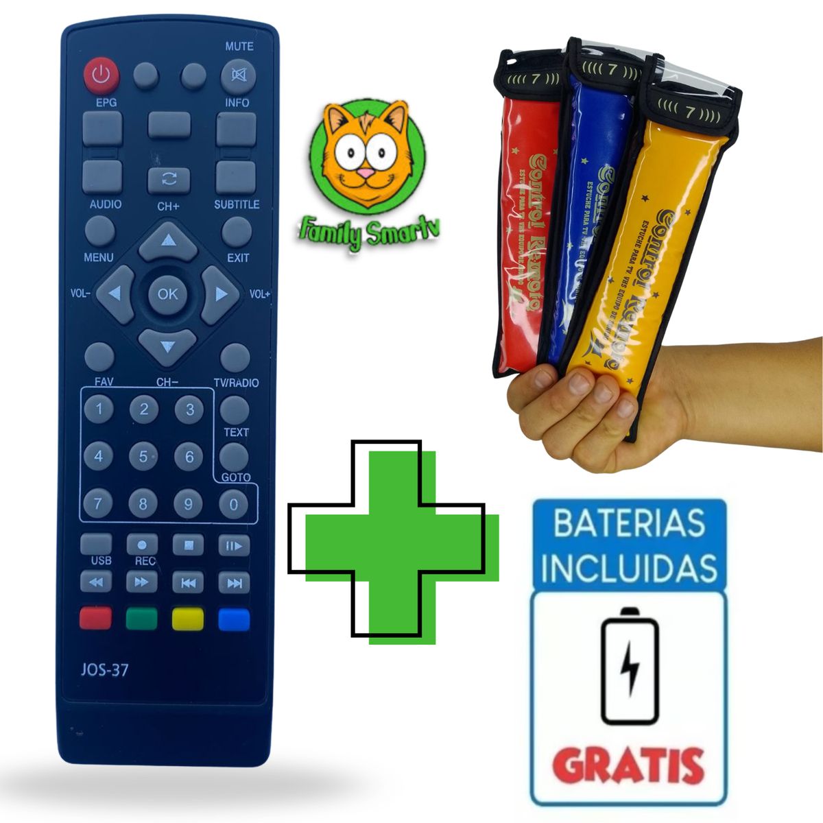 GENERICO - Control Remoto  para Decodificador Tv Digital Hd Canales + Funda