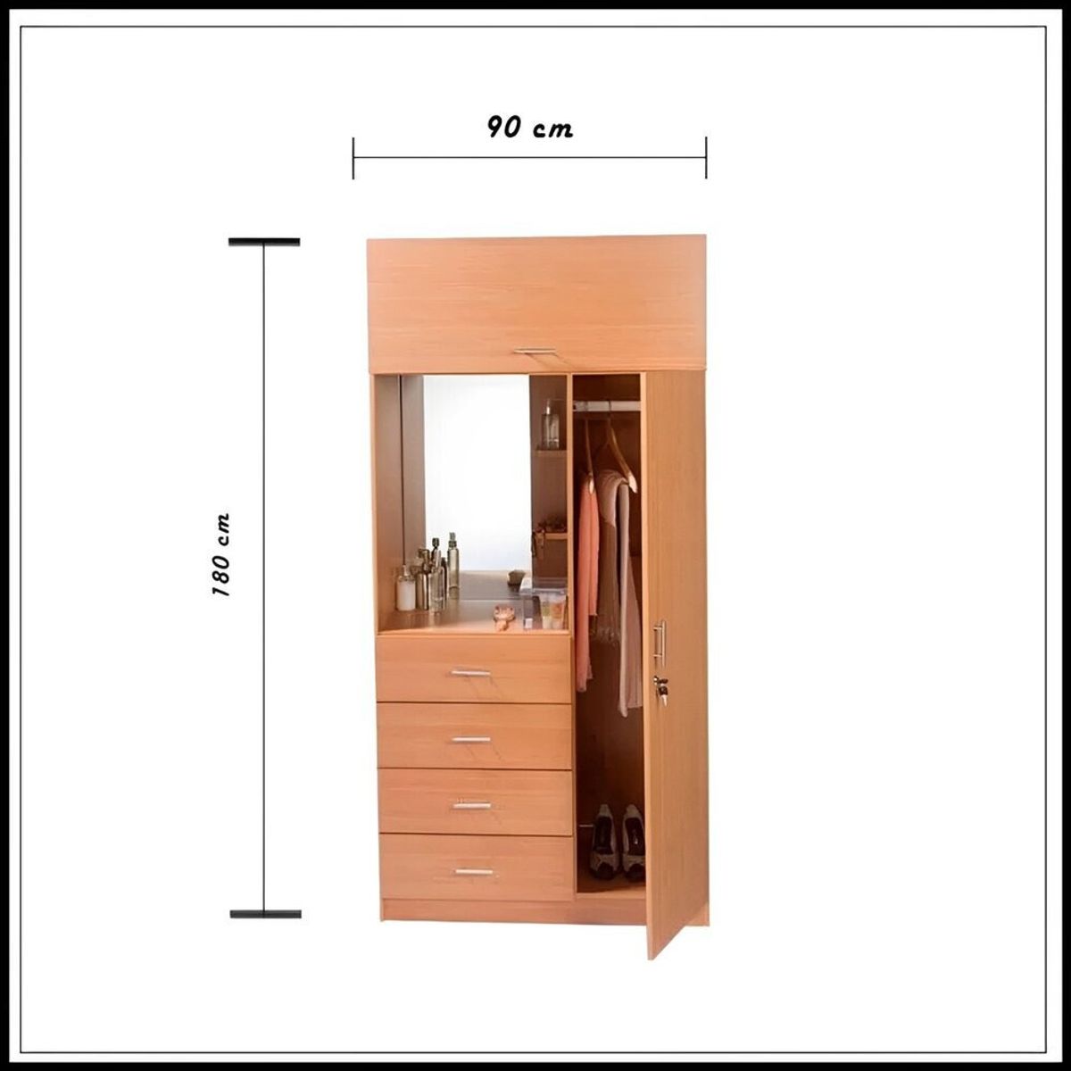 HOGAR & SPACIOS - HYS ROPERO 1 PUERTA MILI CHOCOLATE