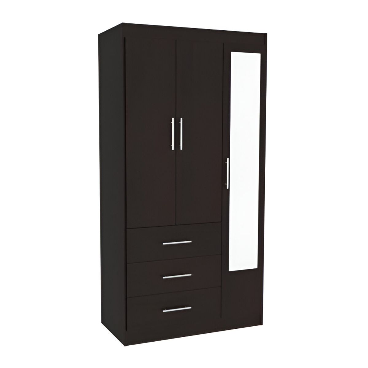 HOGAR & SPACIOS - HYS ROPERO 3 PUERTAS ESPEJO DARIT NEGRO