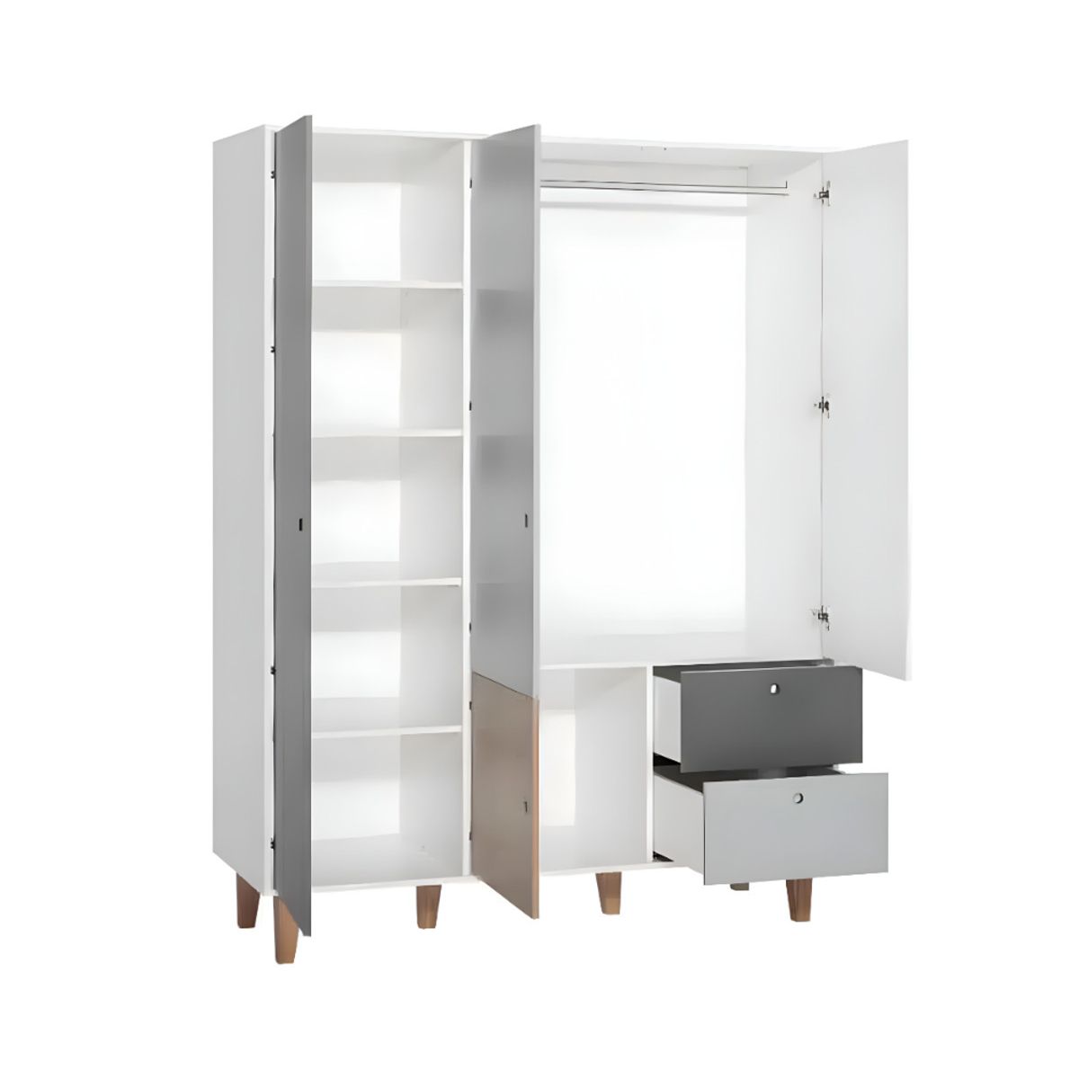 HOGAR & SPACIOS - HYS ROPERO 3 PUERTAS MILAN GRIS