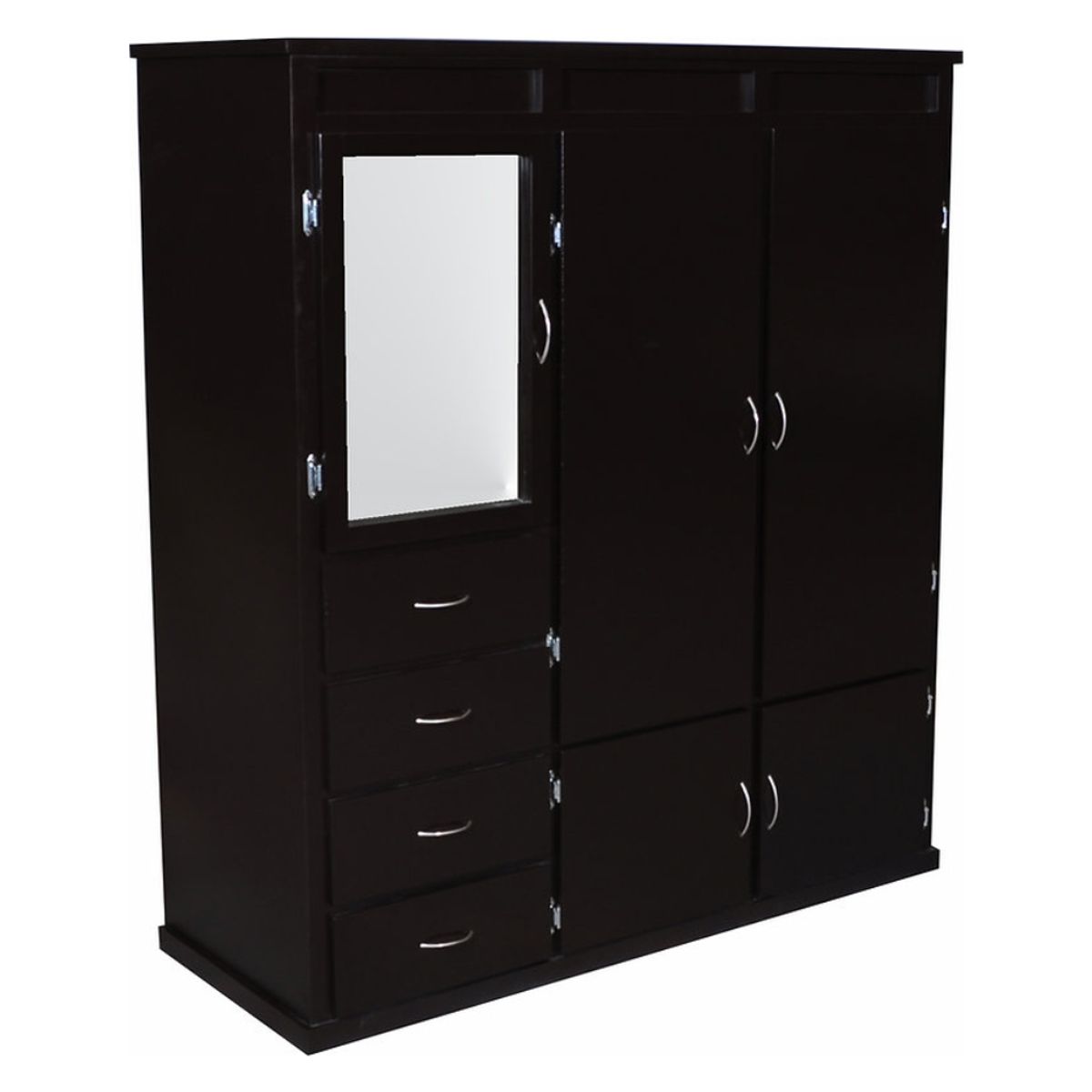 HOGAR & SPACIOS - HYS ROPERO 5 PUERTAS ESPEJO MAXIM NEGRO