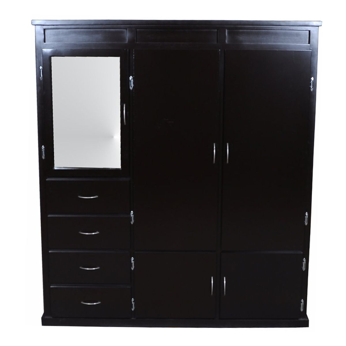 HOGAR & SPACIOS - HYS ROPERO 5 PUERTAS ESPEJO MAXIM NEGRO