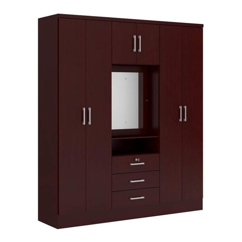 HOGAR & SPACIOS - HYS ROPERO 6 PUERTAS KESHA MARRON OSCURO