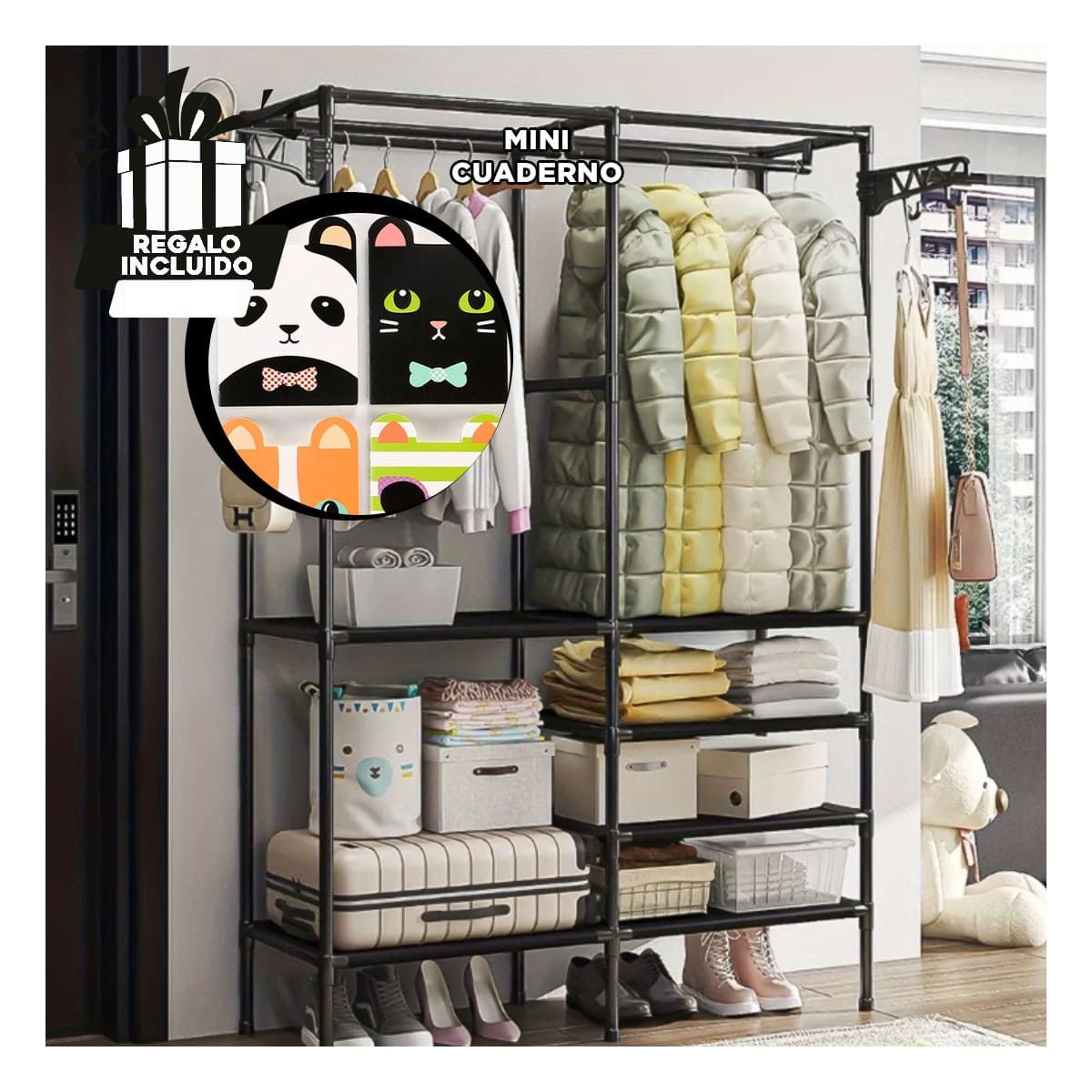 GENERICO - Pack5 Ropero para Edredones Negro Y+Regalo Agendita