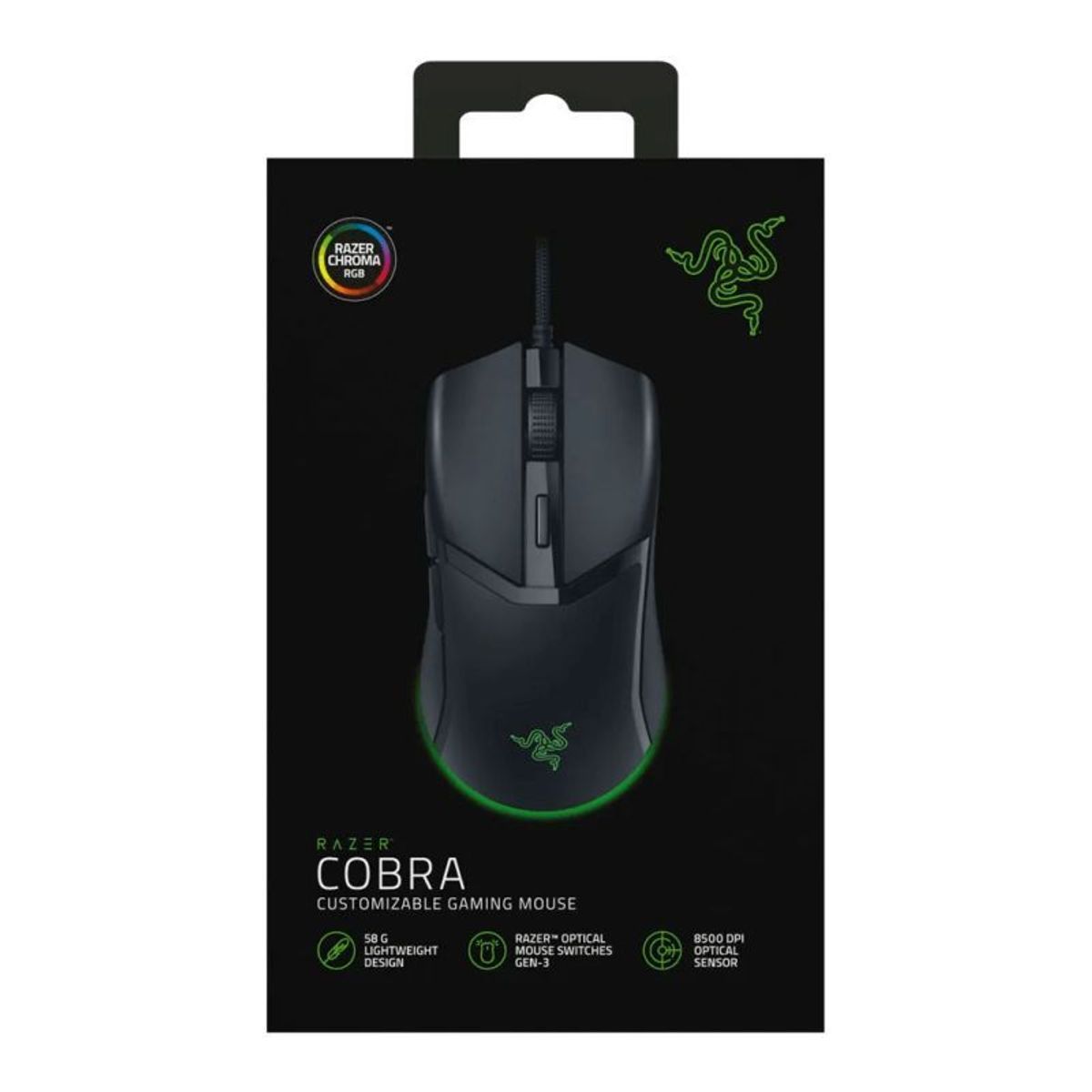RAZER - Mouse Razer Cobra RGB Chroma 8500 DPI 58 gramos - Negro