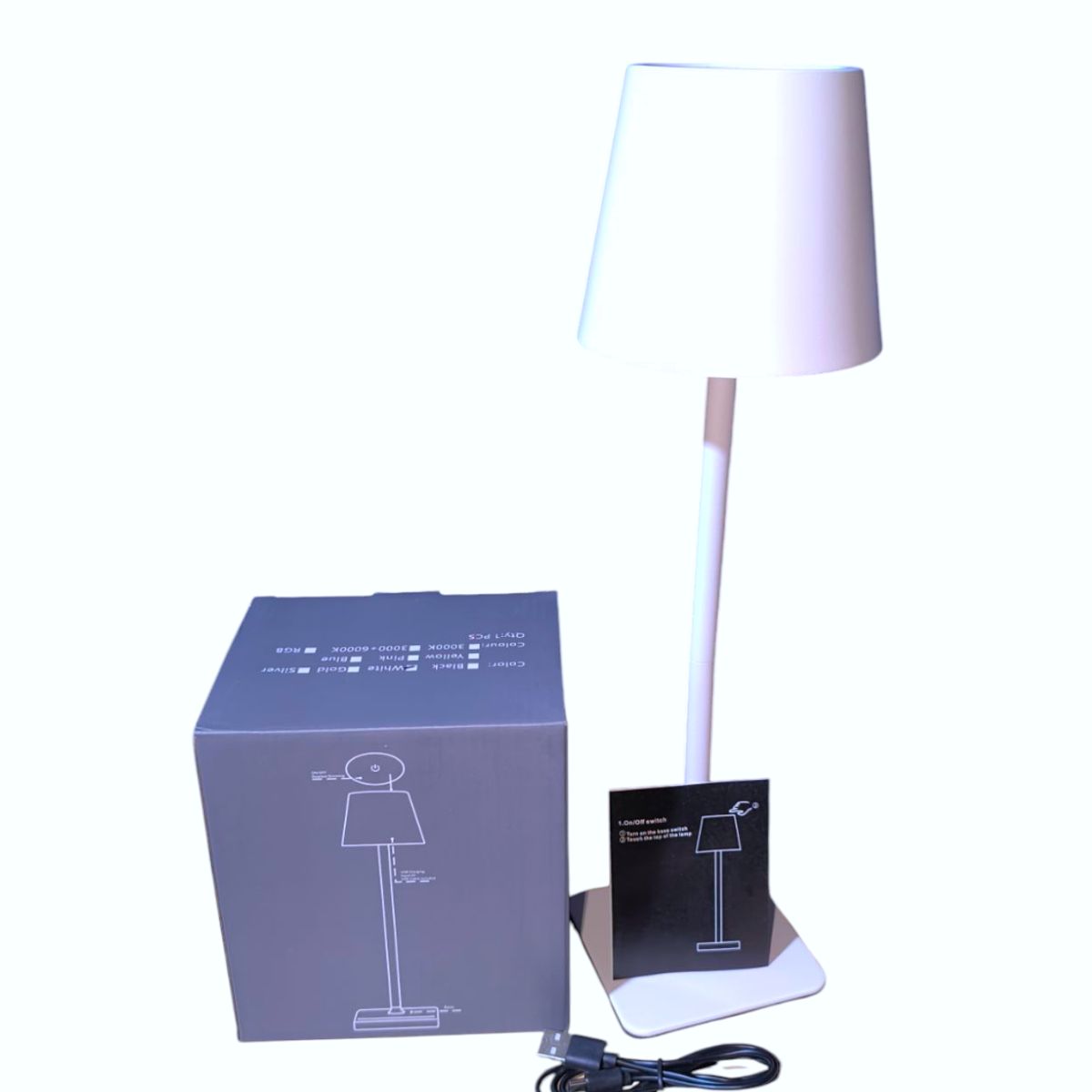 GENERICO - Lámpara de mesa o escritorio armable táctil carga USB color blanco