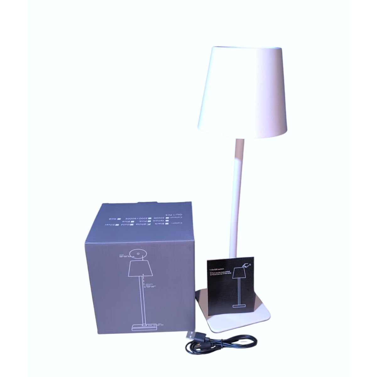 GENERICO - Lámpara de mesa o escritorio armable táctil carga USB color blanco