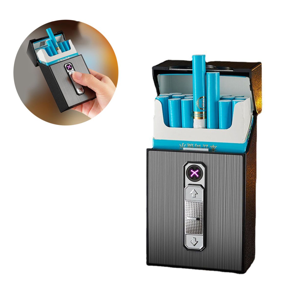 GENERICO - Encendedor Electrónico Recargable Porta cigarrera Carga USB