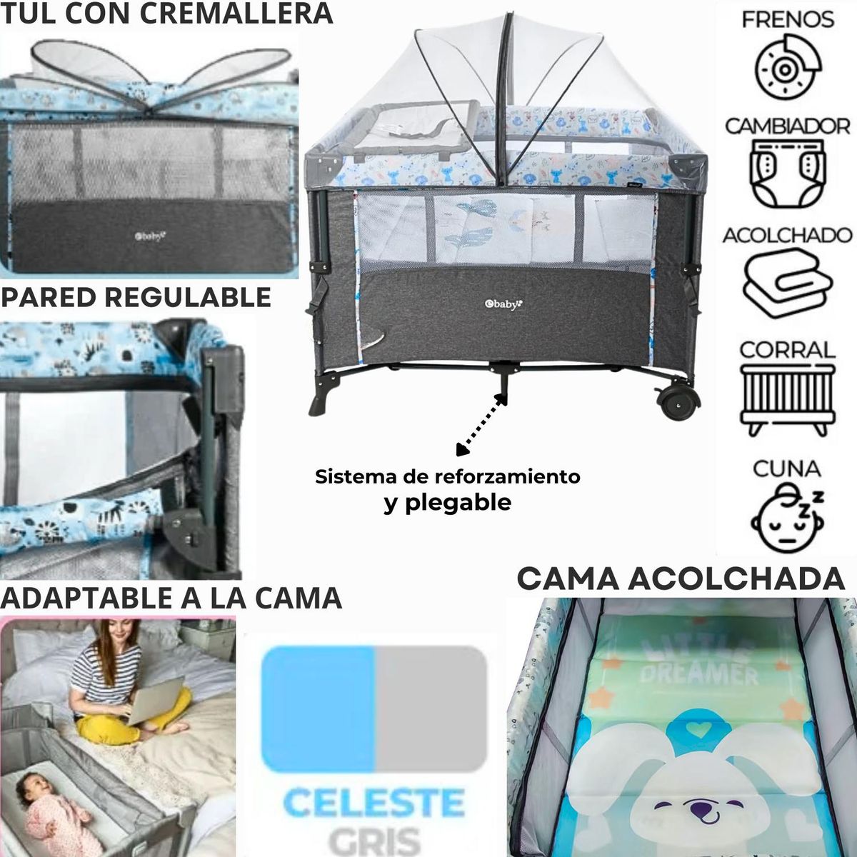 EBABY - Cuna Colecho Nala Adaptable A la Cama