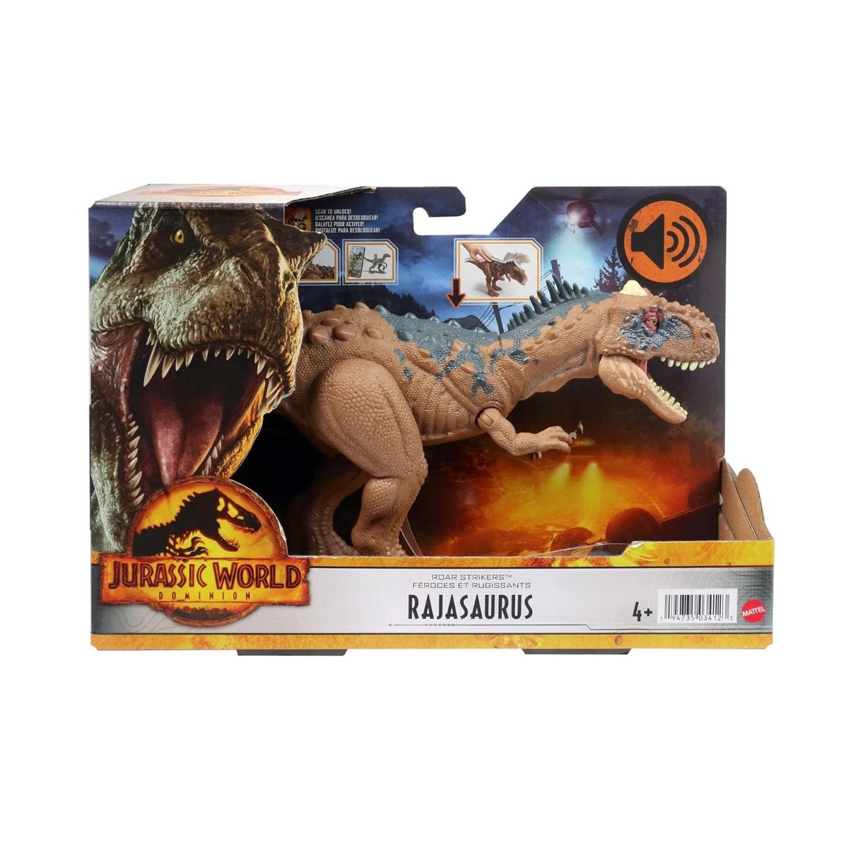 JURASSIC WORLD - Figura Dinosaurio Rajasaurus con Sonido