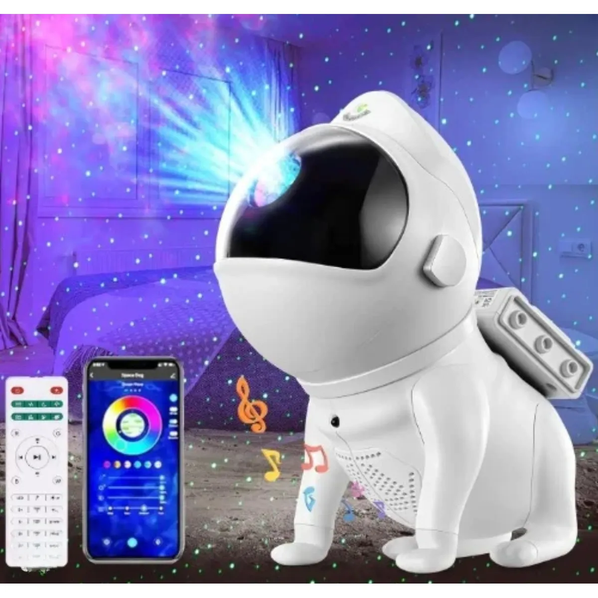 GENERICO - LÁMPARA PARLANTE PROYECTOR PERRO ESPACIAL INTELIGENTE MUSICAL