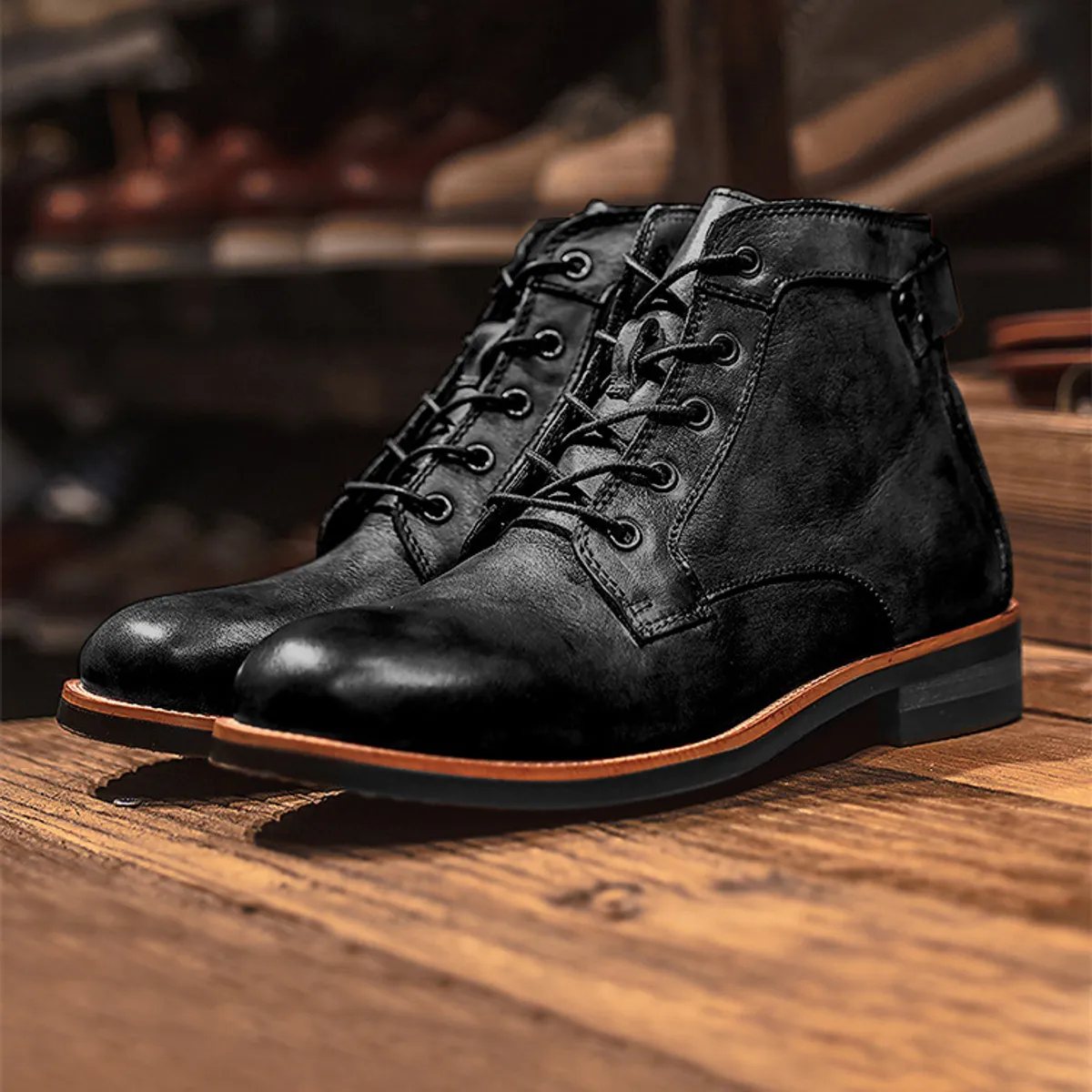BLWOENS - Zapatos Botas de Martín para Hombre - Negro
