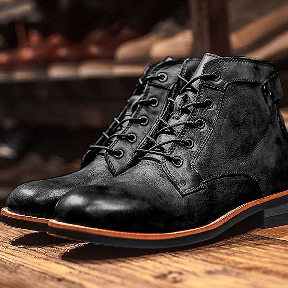 BLWOENS - Zapatos Botas de Martín para Hombre - Negro