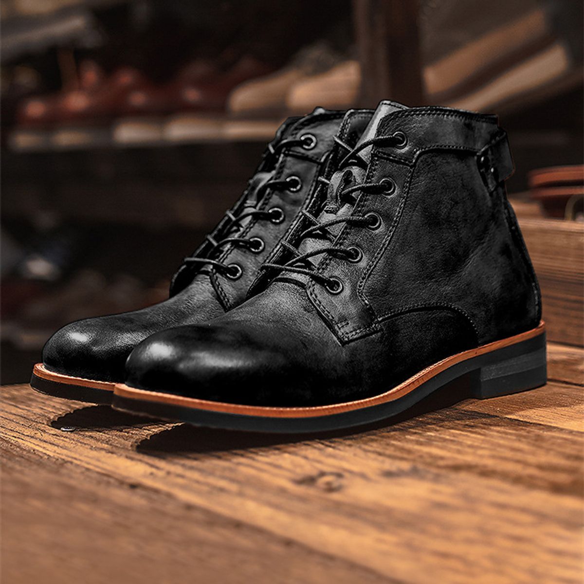 BLWOENS - Zapatos Botas de Martín para Hombre - Negro