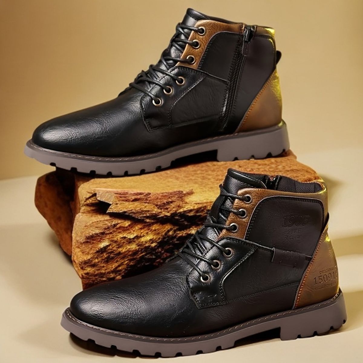 BLWOENS - Zapatos Botas de Martín para Hombre - Negro