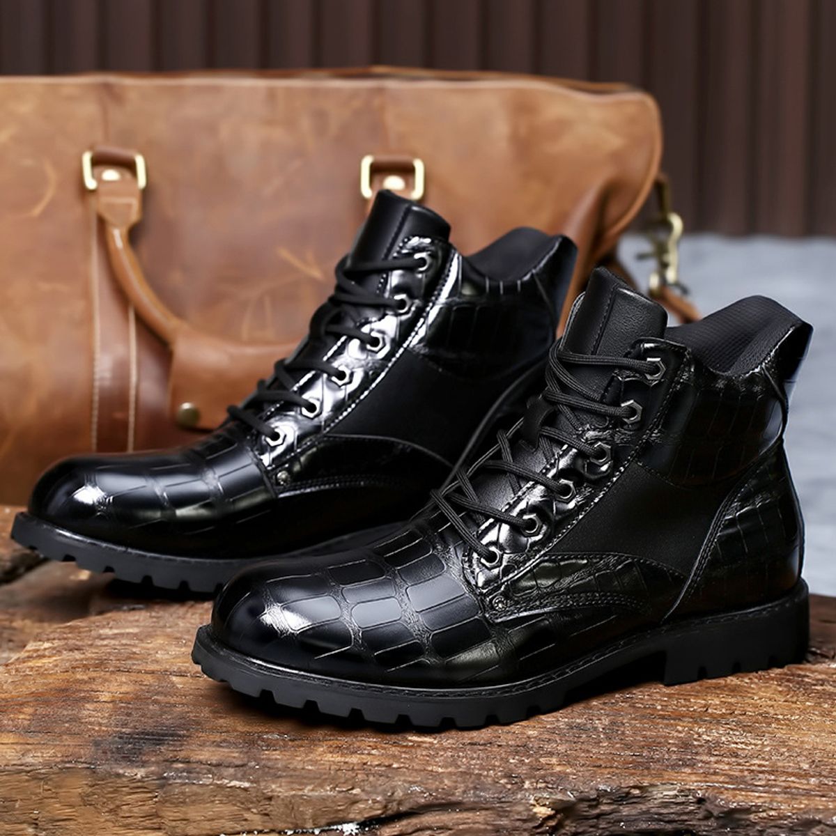 BLWOENS - Zapatos Botas de Martín para Hombre - Negro