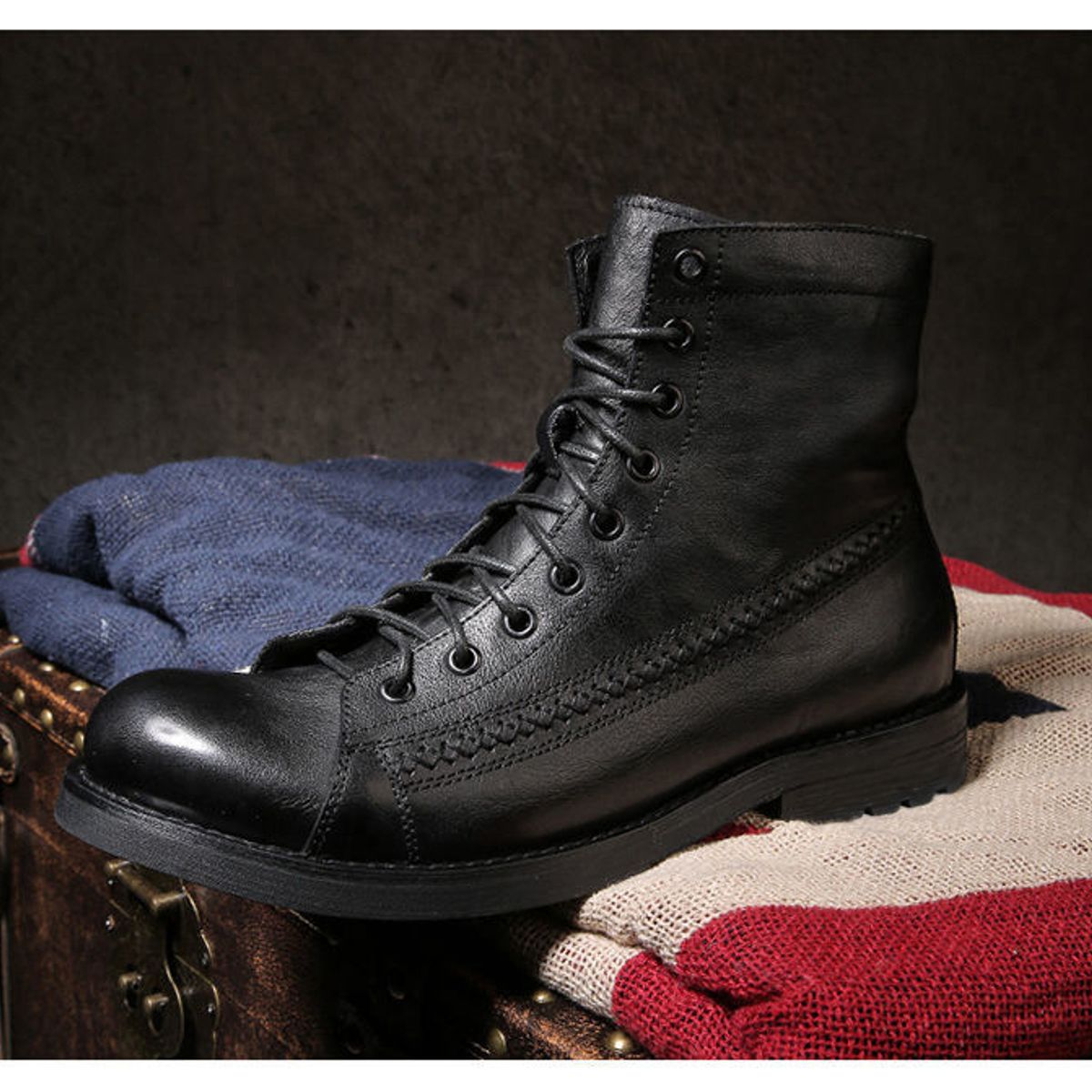 BLWOENS - Zapatos Botas de Martín para Hombre - Negro
