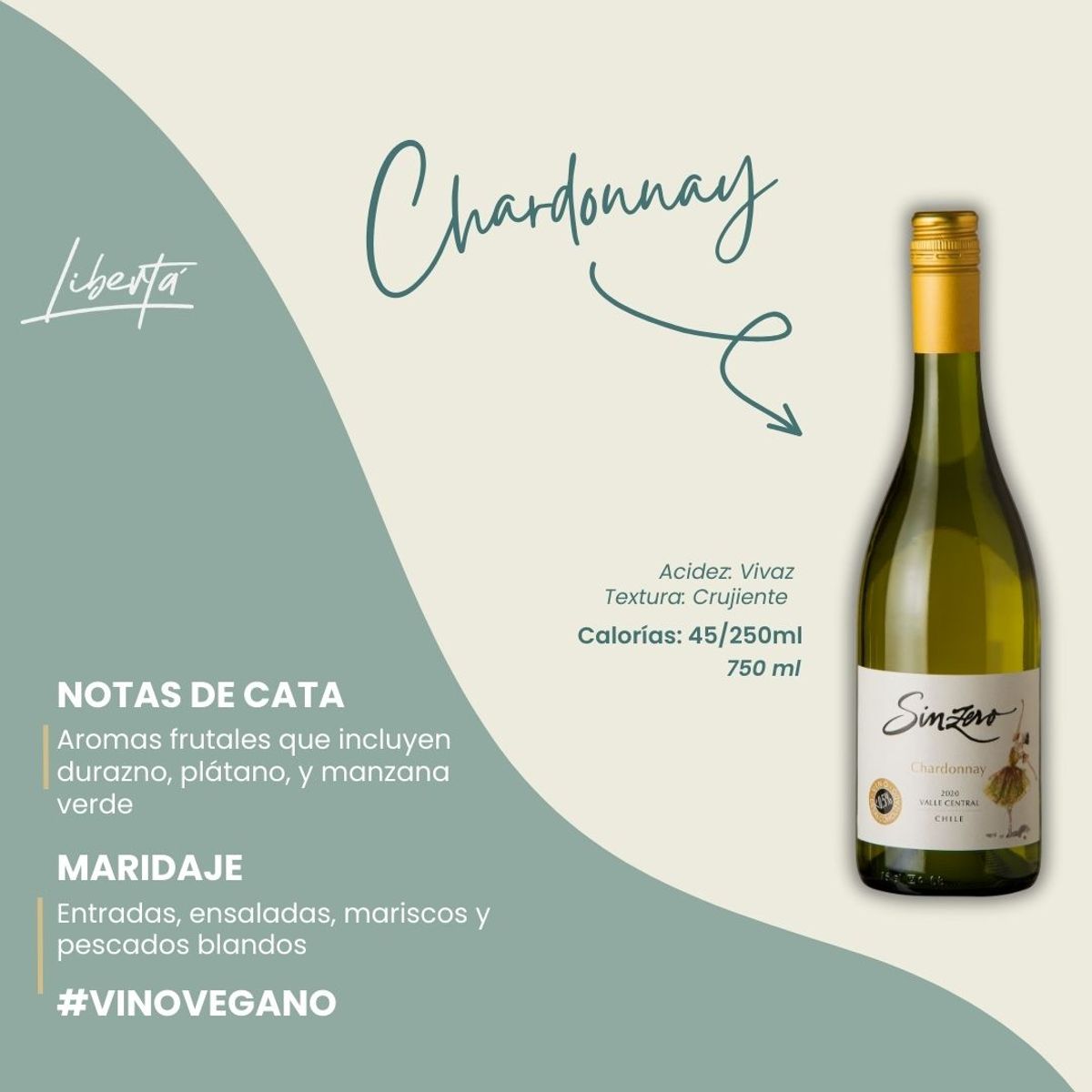 GENERICO - Vino DESALCOHOLIZADO  VEGANO Chardonnay de Libertá