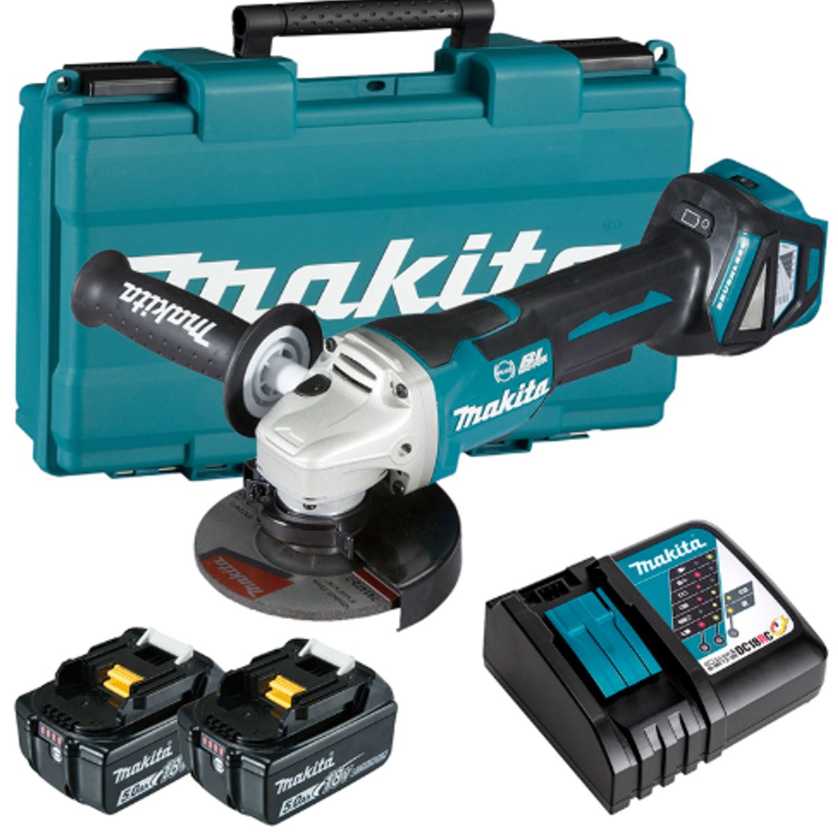 MAKITA - Amoladora Angular 5" 18V LXT BL Inc 2 Bat y Carg Makita DGA518RTE