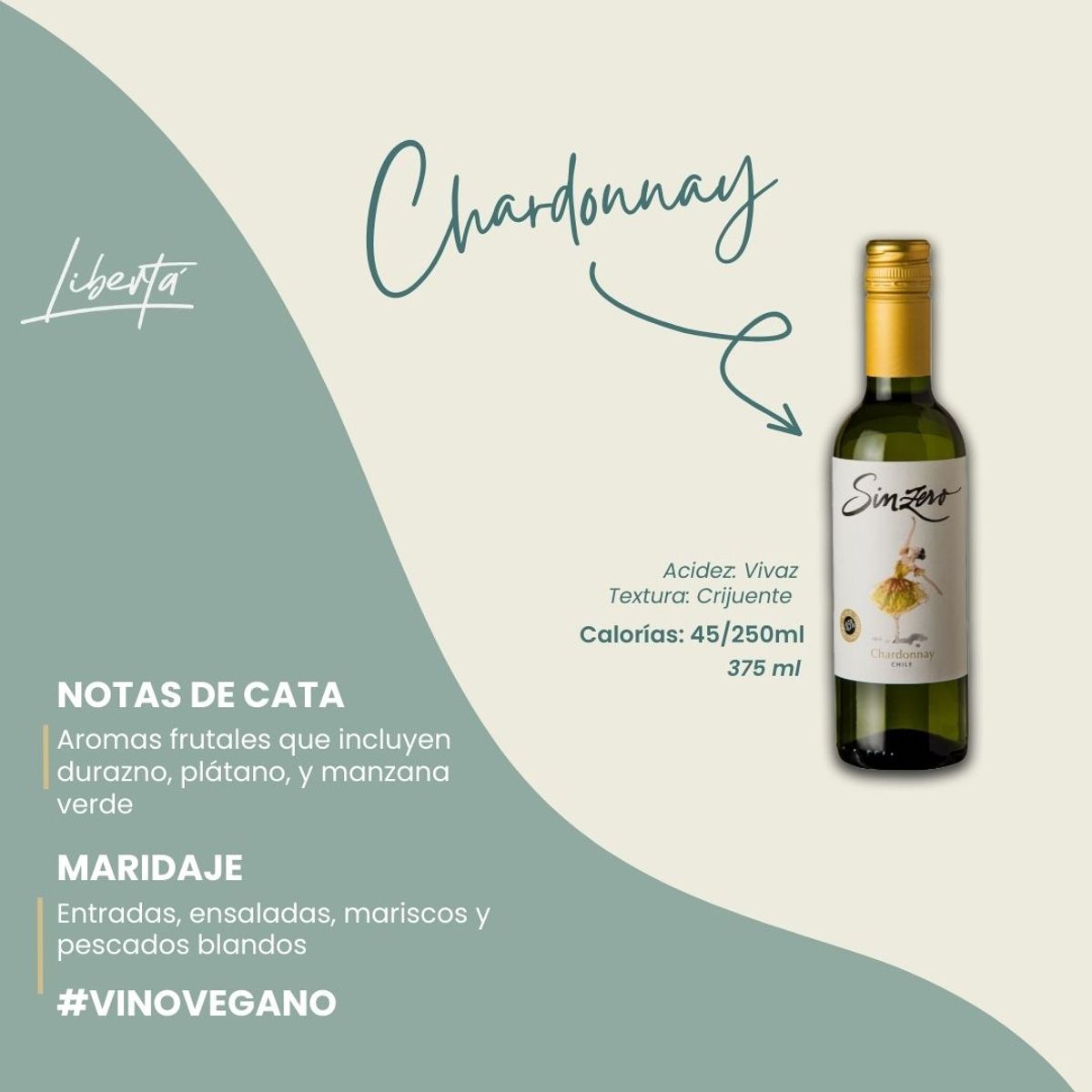 GENERICO - Vino DESALCOHOLIZADO VEGANO Chardonnay 375 ml de Libertá