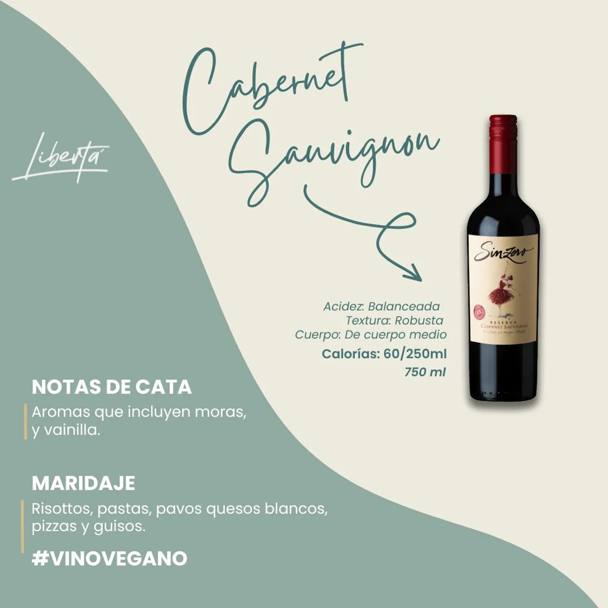 GENERICO - Vino DESALCOHOLIZADO VEGANO Cabernet Sauvignon de Libertá