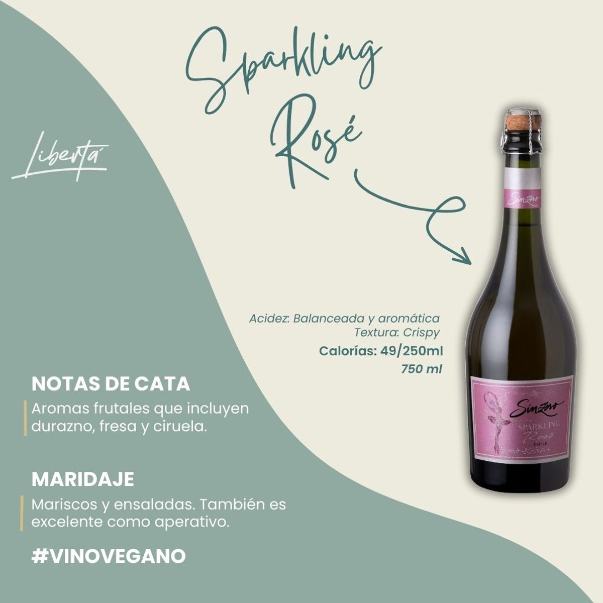 GENERICO - Sparkling Rosé DESALCOHOLIZADO VEGANO de Libertá