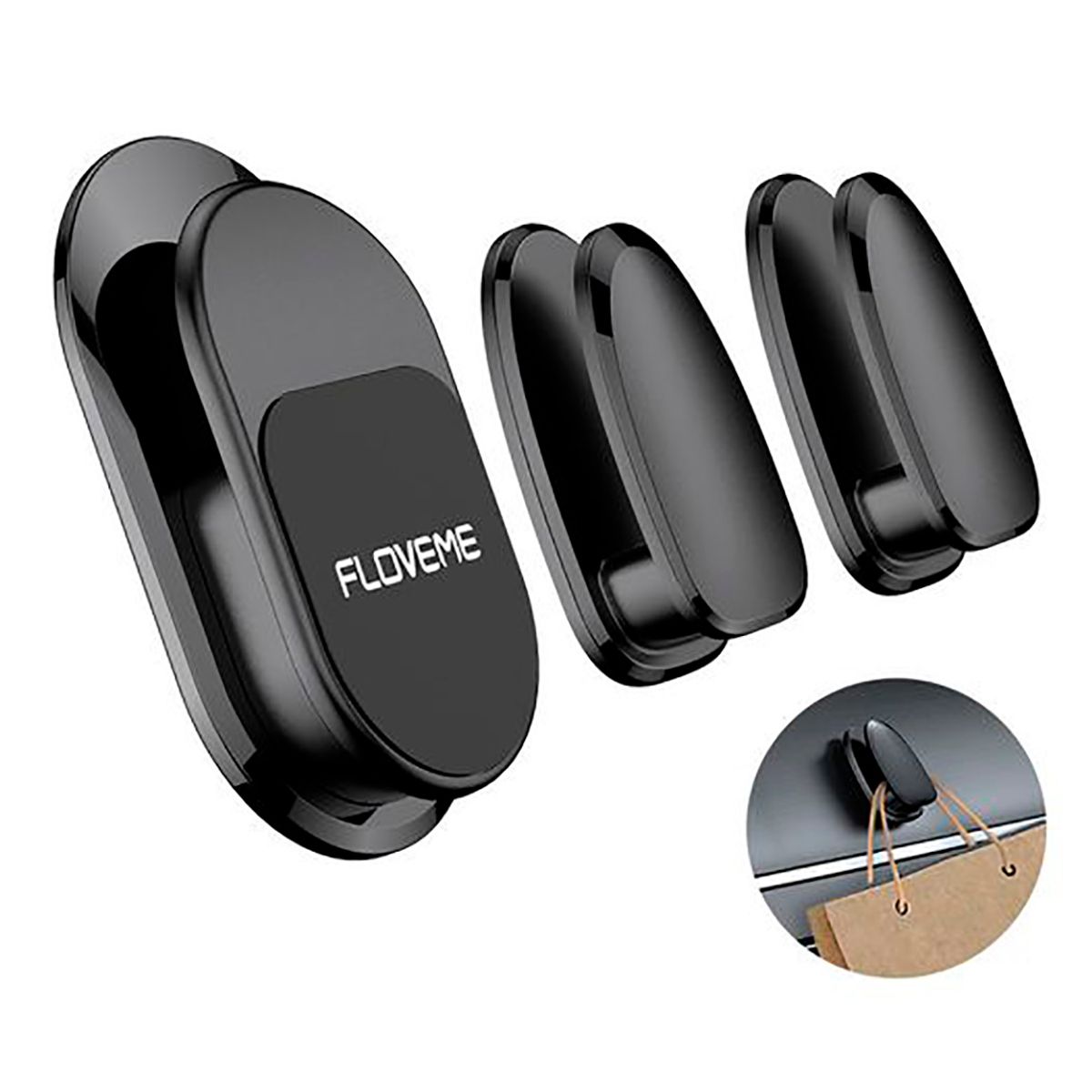 GENERICO - Soporte magnético para fijar celular en auto - pack 3 soportes - Negro