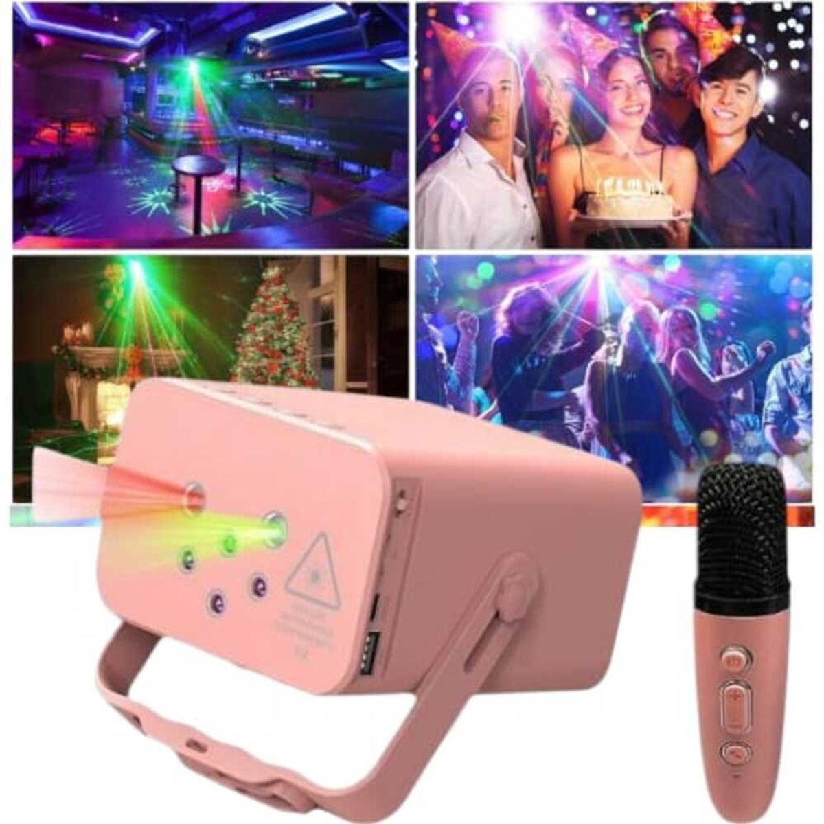 GENERICO - Mini altavoz laser Bluetooth V12 - Rosado