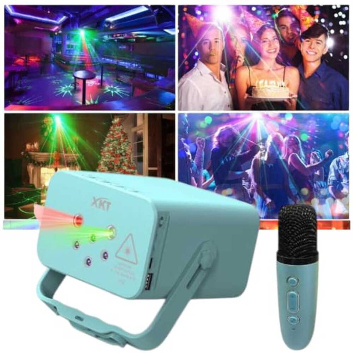 GENERICO - Mini altavoz laser Bluetooth V12 - Celeste