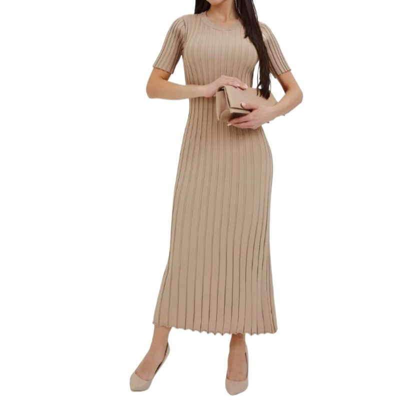 TIOZONEY - Vestido de punto de manga corta