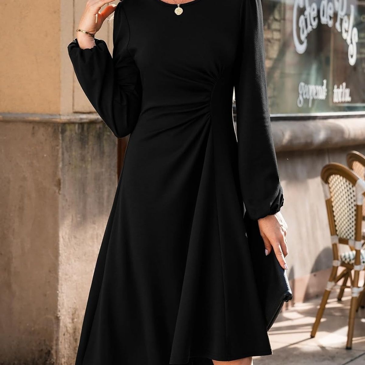 TIOZONEY - Vestido de cóctel con mangas de media caña