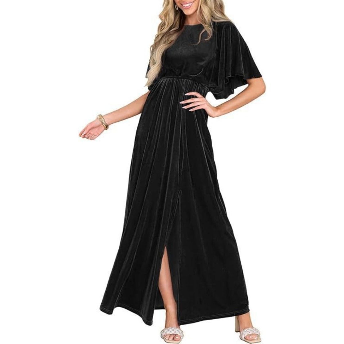 TIOZONEY - Vestido con mangas medias y abertura lateral