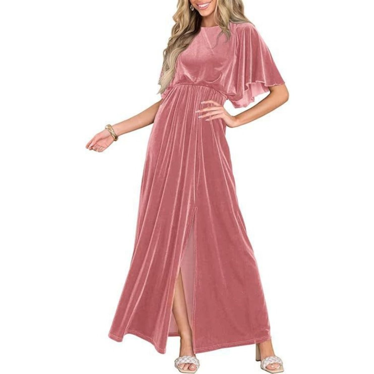 TIOZONEY - Vestido con mangas medias y abertura lateral