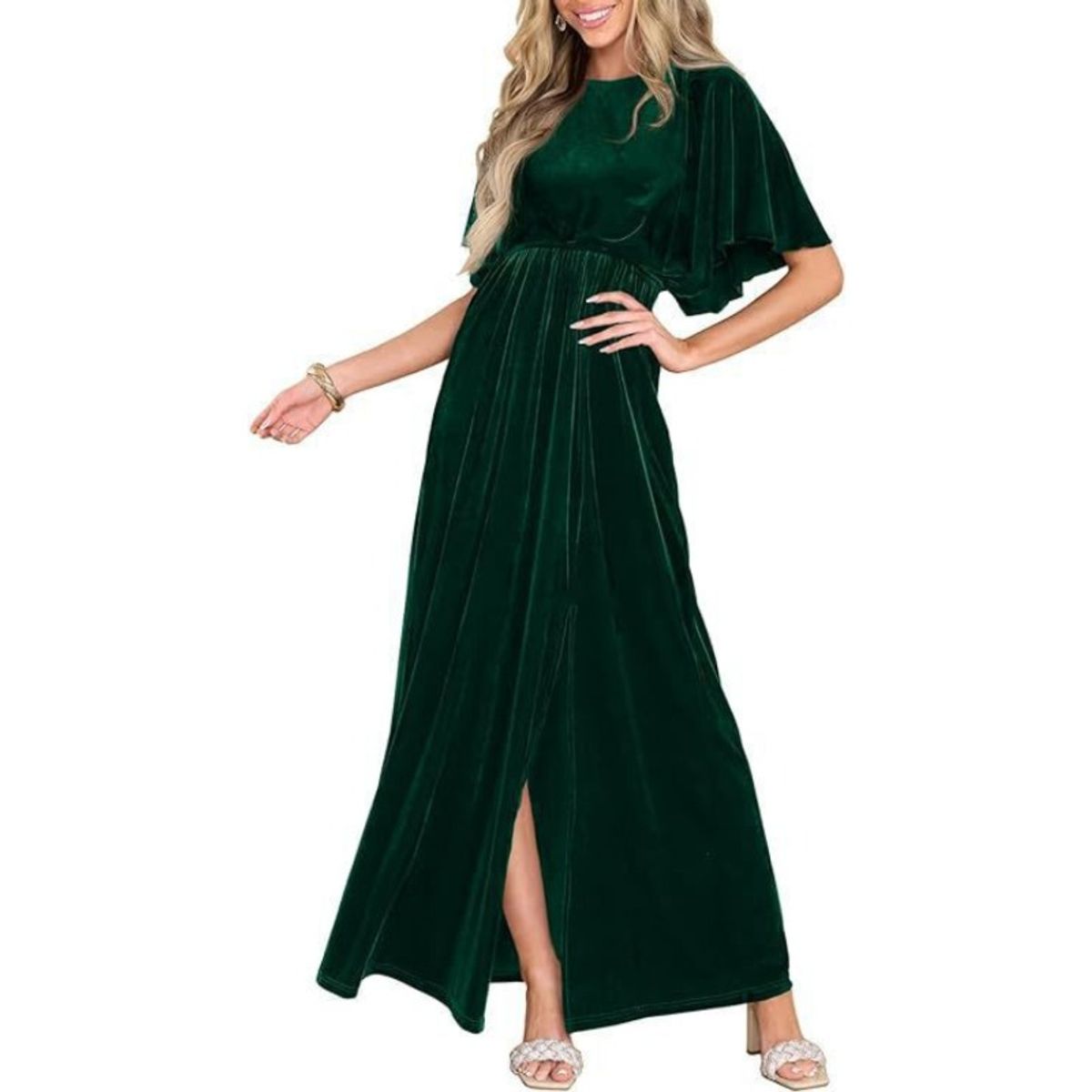 TIOZONEY - Vestido con mangas medias y abertura lateral