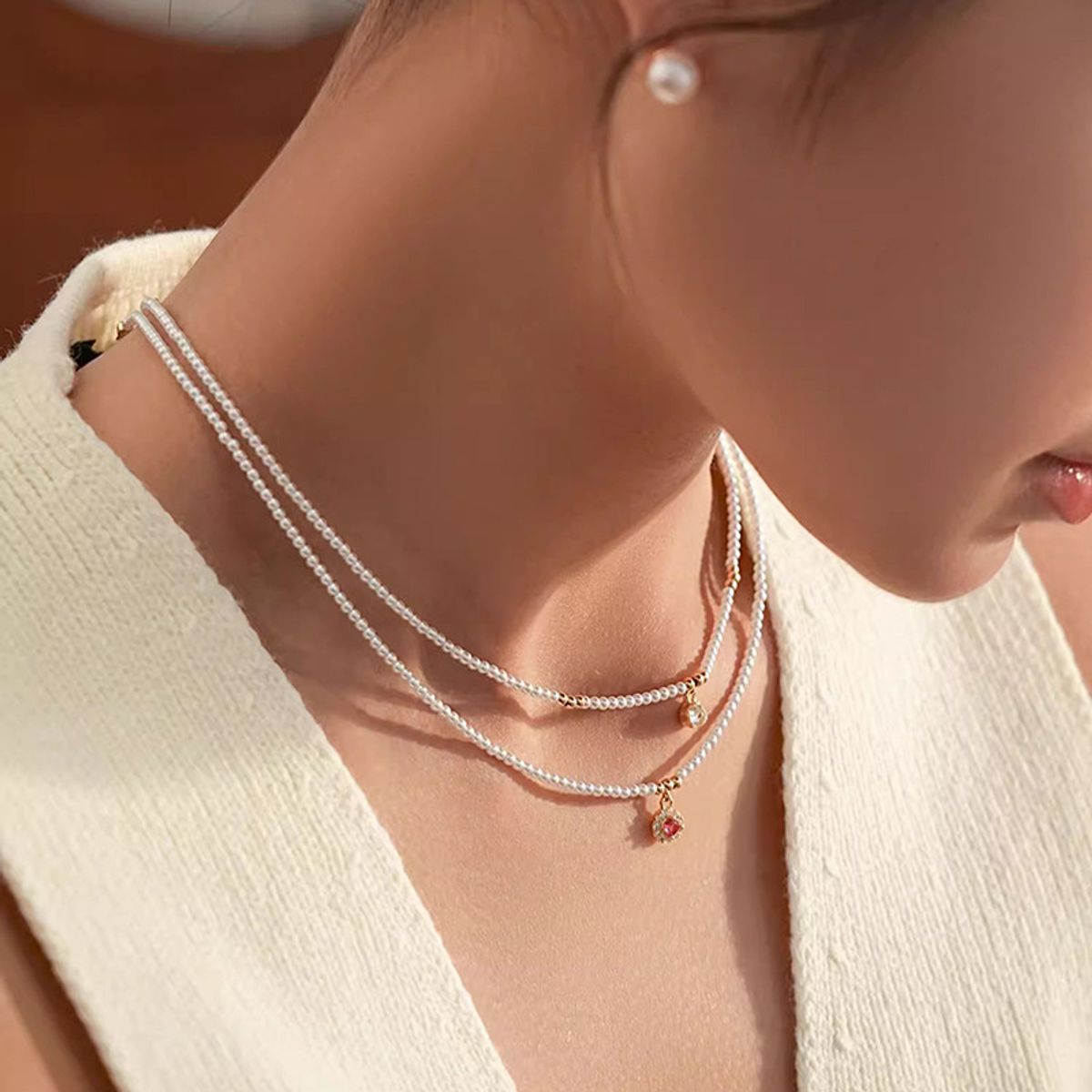 TIOZONEY - Dos collares de perlas para señoras