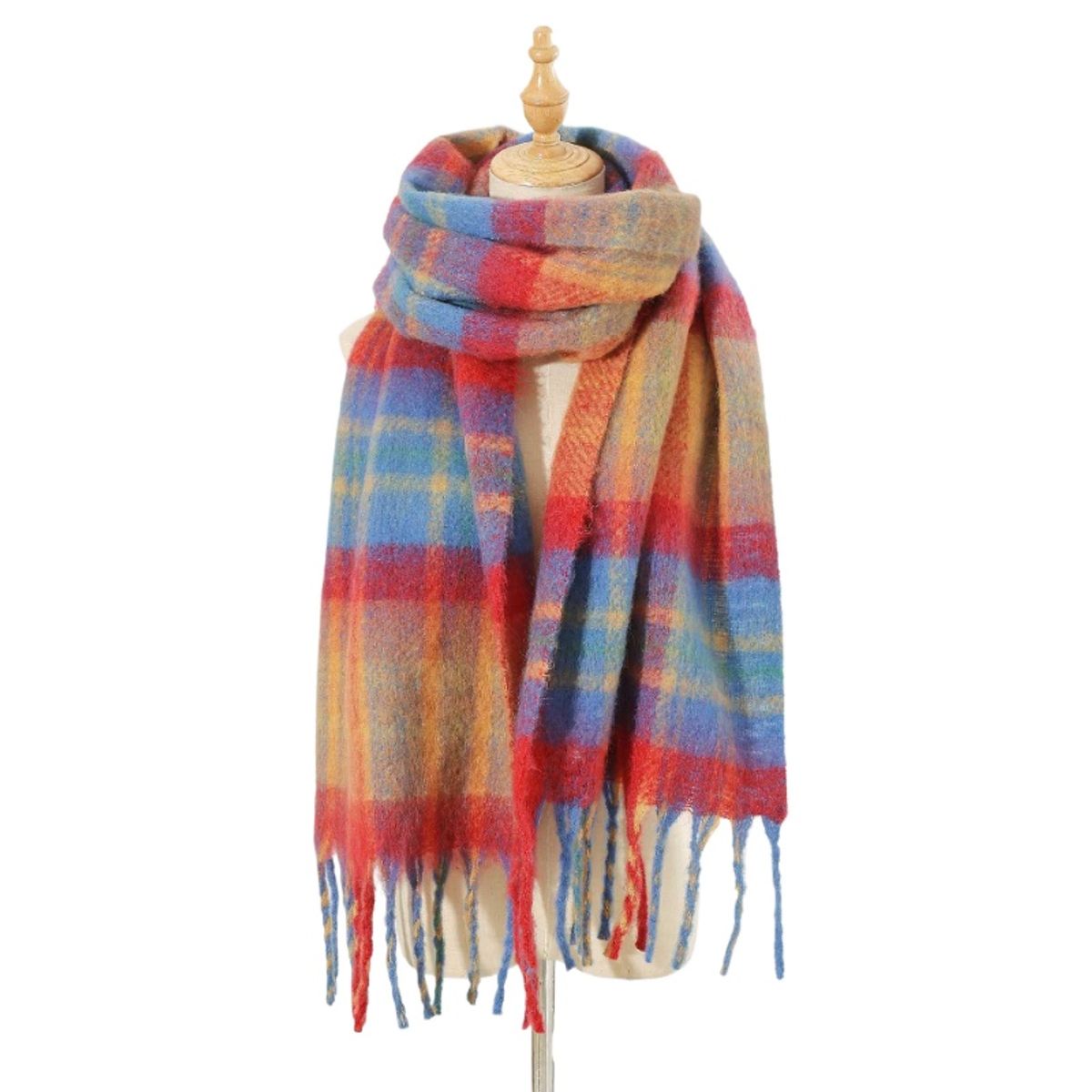 TIOZONEY - Bufanda a cuadros para abrigo