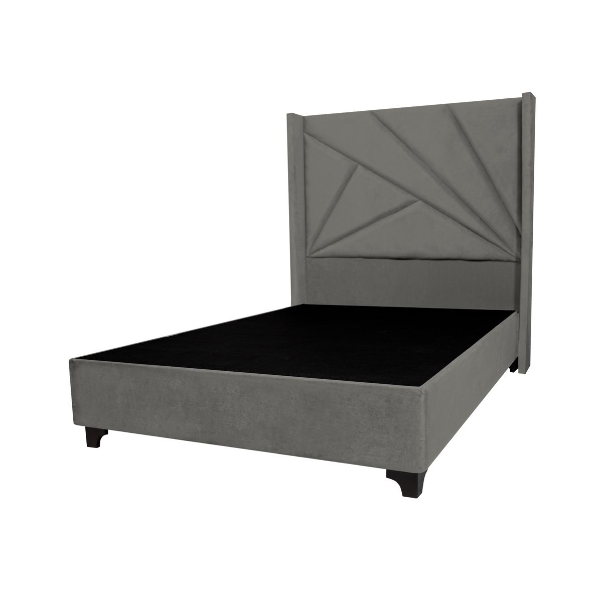 BARAKA HOME - Base de Cama Luton + Cabecera Emperatriz Aura 1.5 Plz - Gris Oscuro