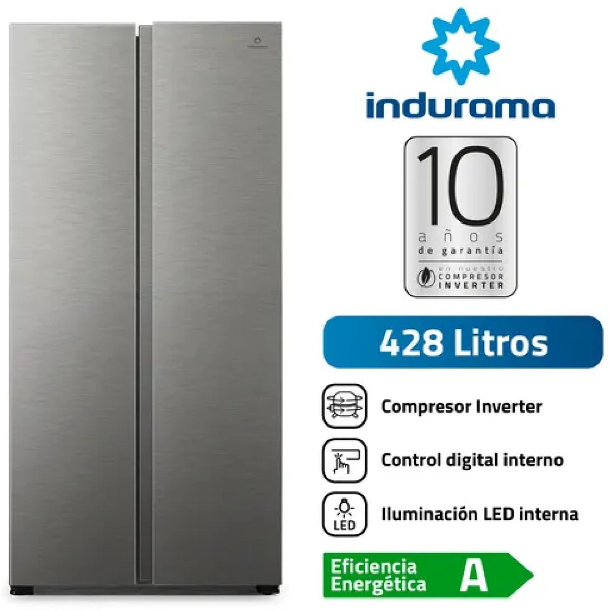 INDURAMA - Refrigeradora No Frost Indurama RI-769 de 428L con Compresor Inverter