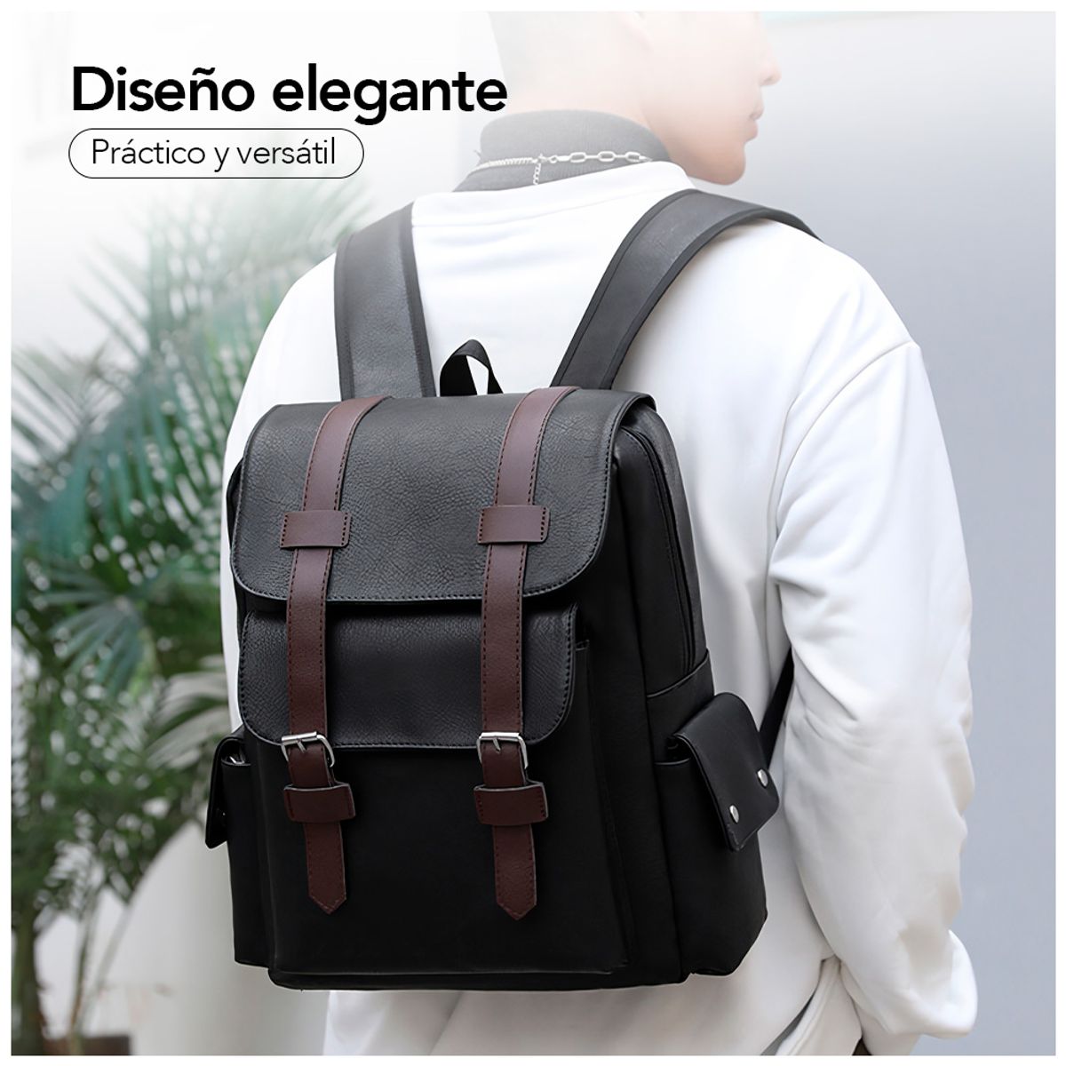 KELLER - Mochila para Hombre de Cuero PU con Porta Laptop NG U57