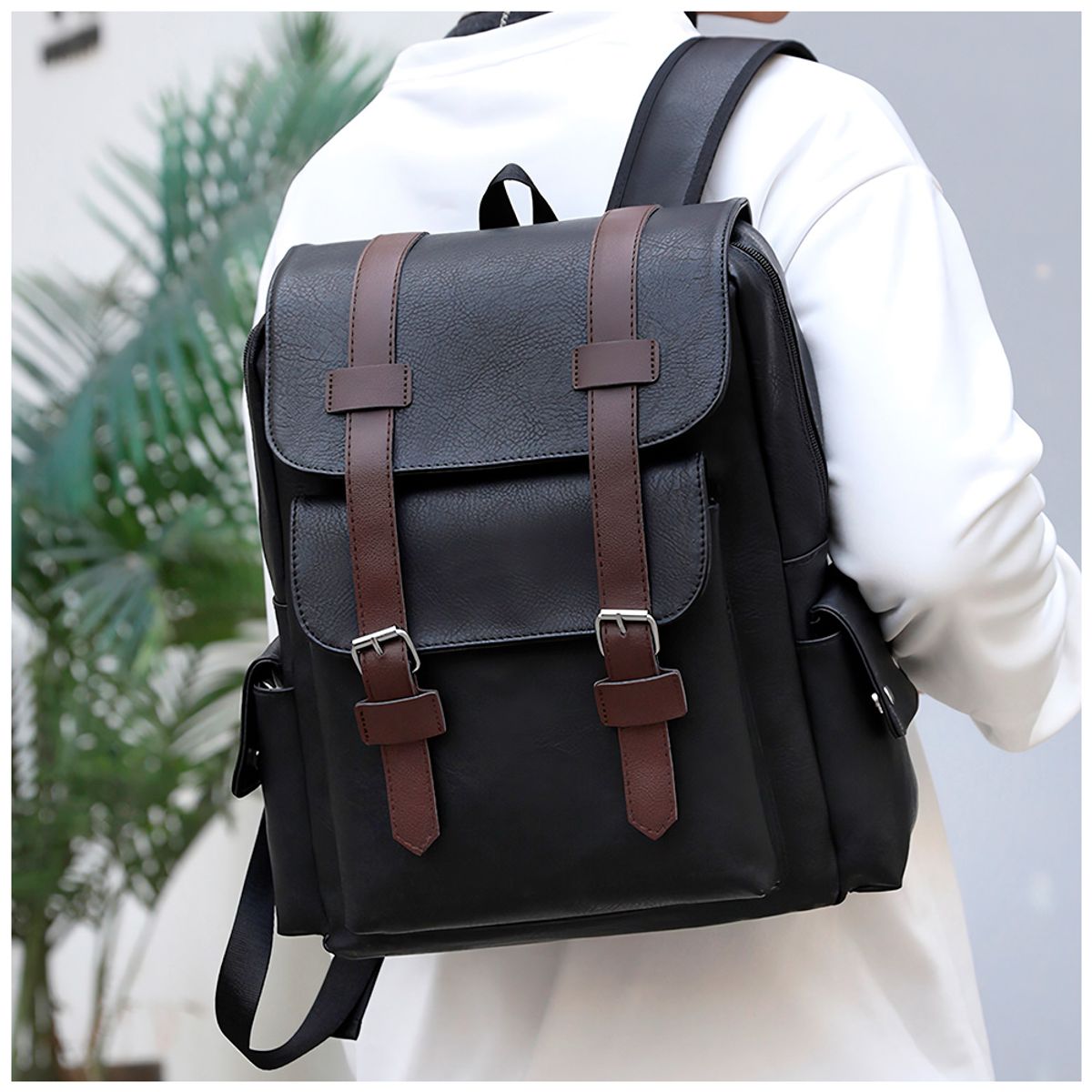 KELLER - Mochila para Hombre de Cuero PU con Porta Laptop NG U57