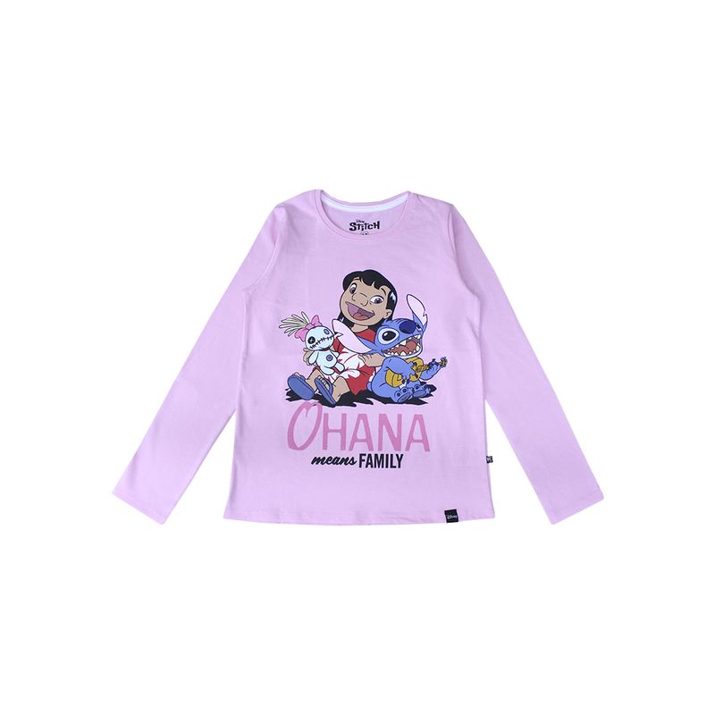 DISNEY - POLO MANGA LARGA LILO & STITCH NIÑA ROSADO