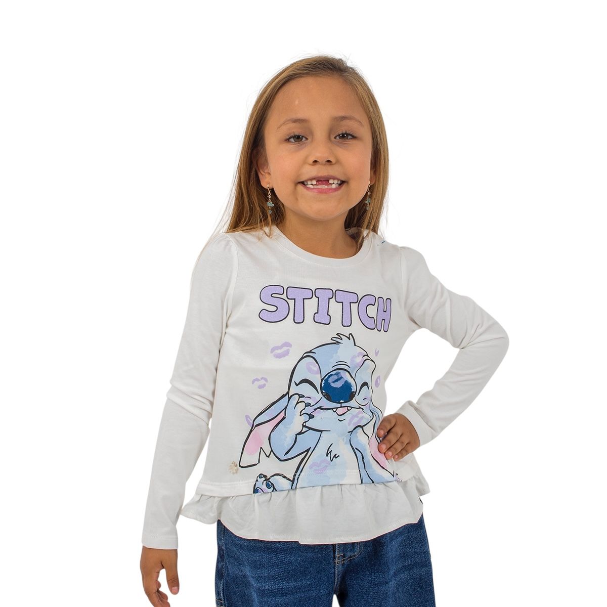 LILO & STITCH - POLO MANGA LARGA LILO & STITCH NIÑA MARFIL