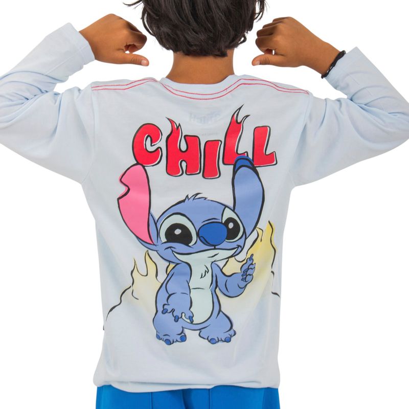 DISNEY - POLO MANGA LARGA LILO & STITCH NIÑO CELESTE
