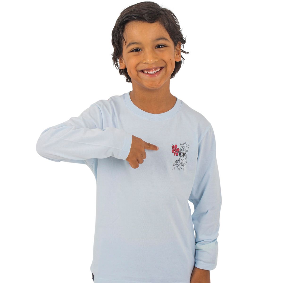 DISNEY - POLO MANGA LARGA LILO & STITCH NIÑO CELESTE