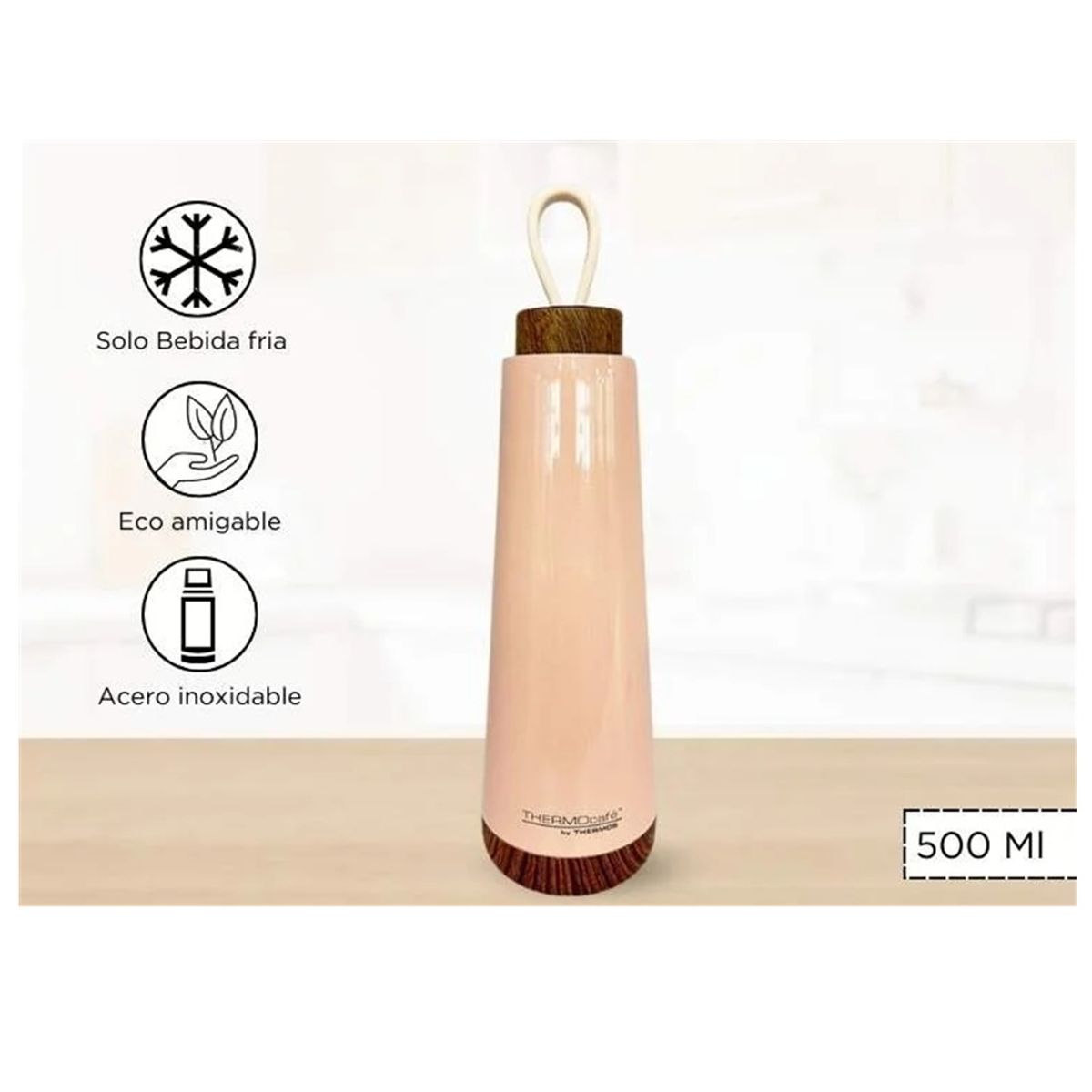 THERMOS - BOTELLA DEPORTIVA DE ACERO INOXIDABLE ECO 500 ML ROSADO THERMOS