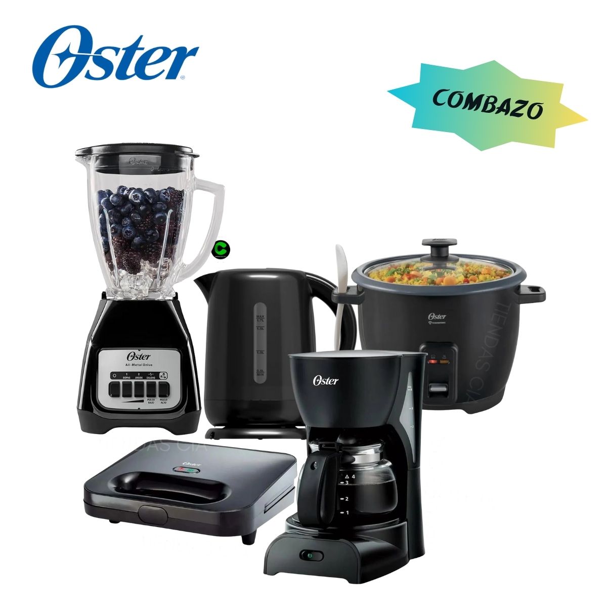 OSTER - Combazo Oster Cocina Completa Negro 5 en 1