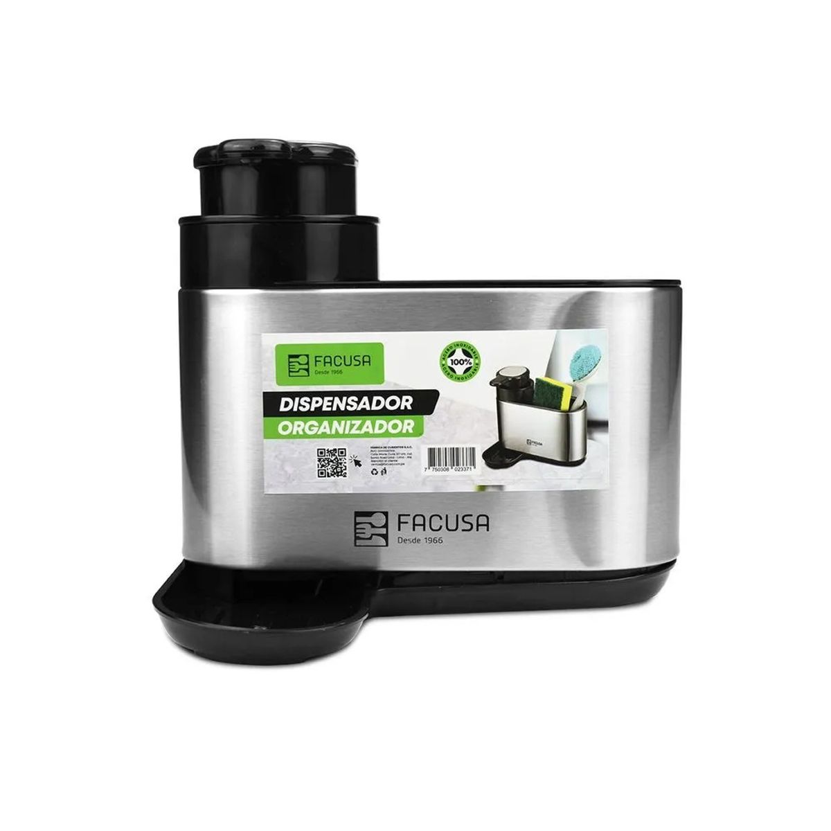 GENERICO - DISPENSADOR ORGANIZADOR PARA LAVADERO FACUSA DE ACERO INOXIDABLE