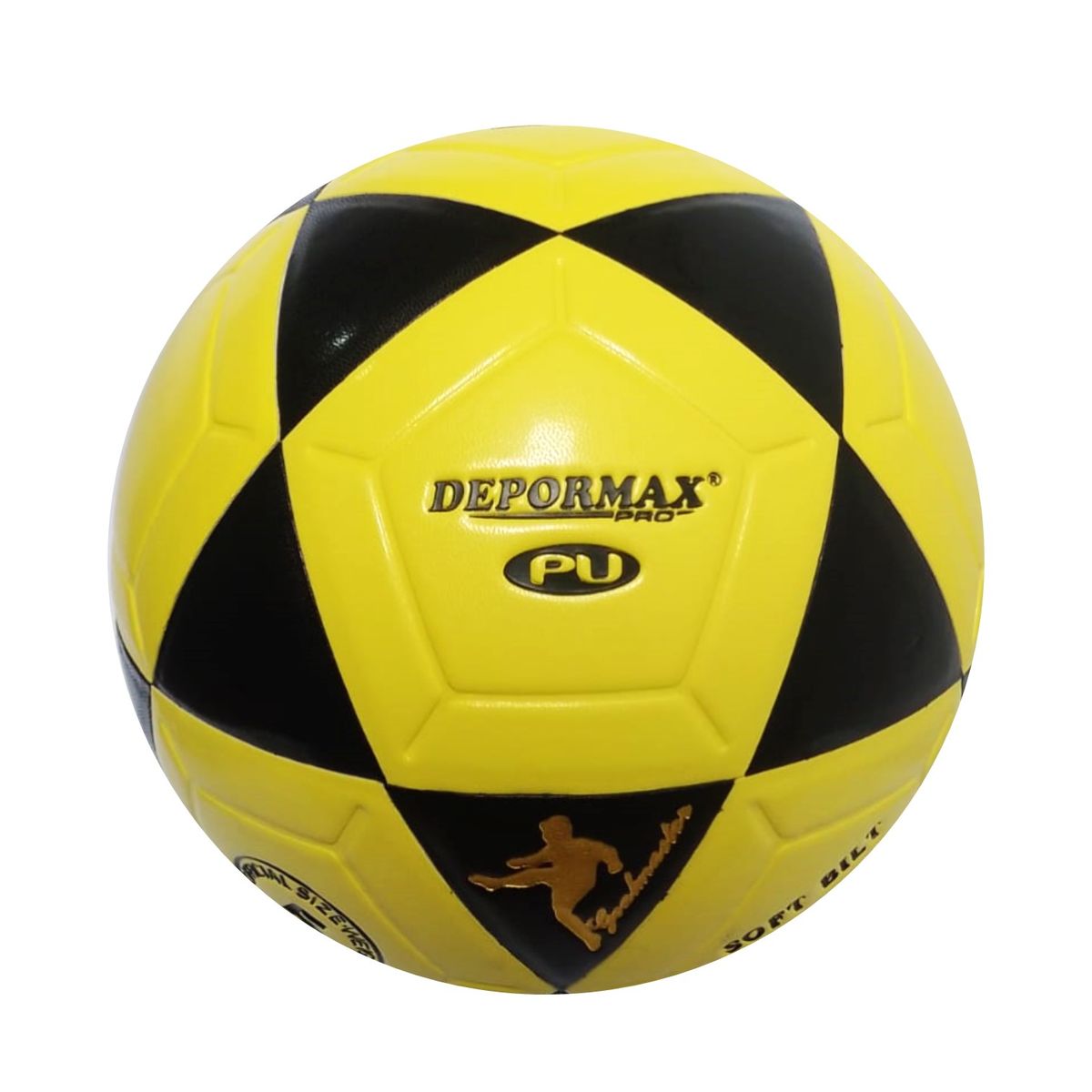 GENERICO - PELOTA FÚTBOL TALLA 5 CUERO PU VULCANIZADO AMARILLO