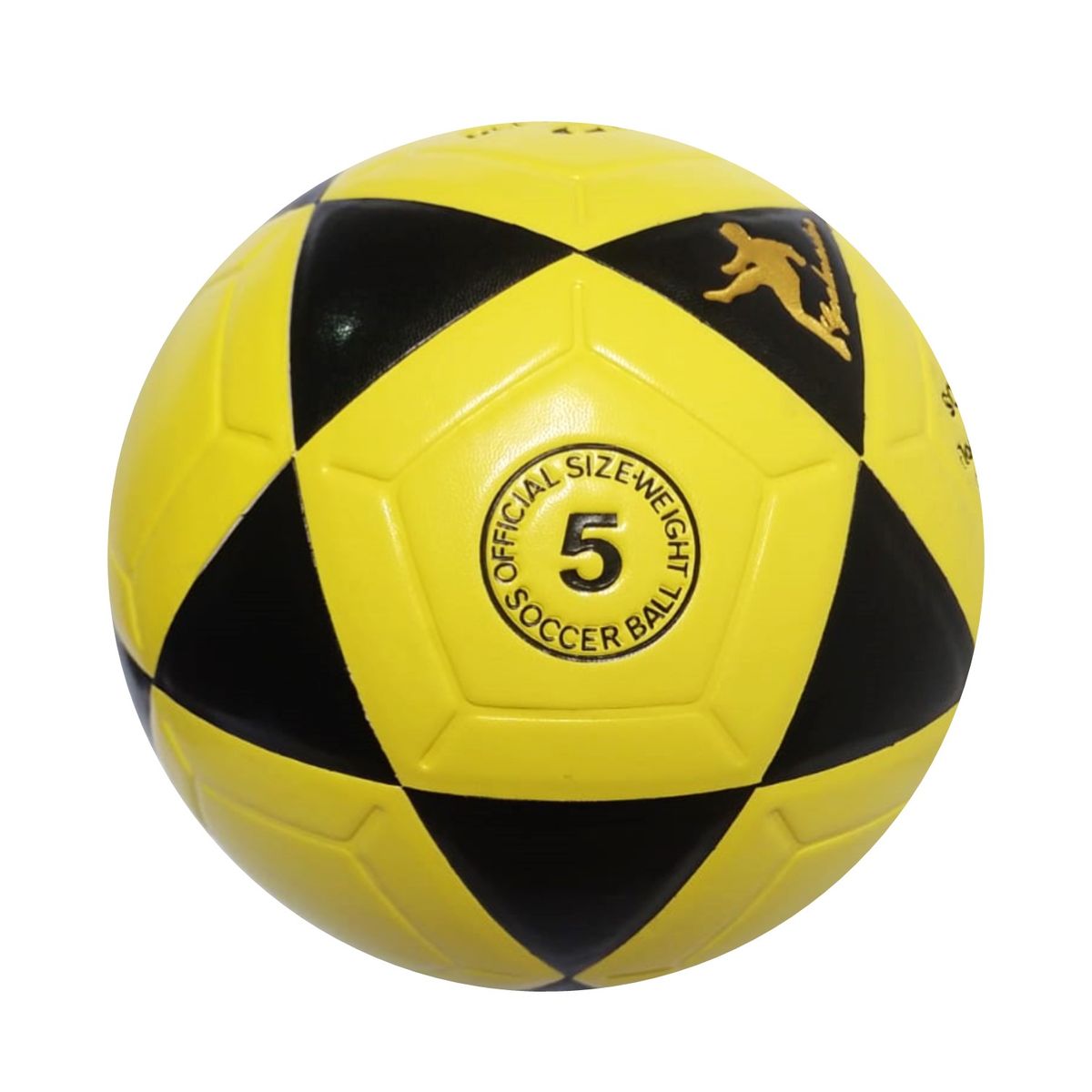 GENERICO - PELOTA FÚTBOL TALLA 5 CUERO PU VULCANIZADO AMARILLO